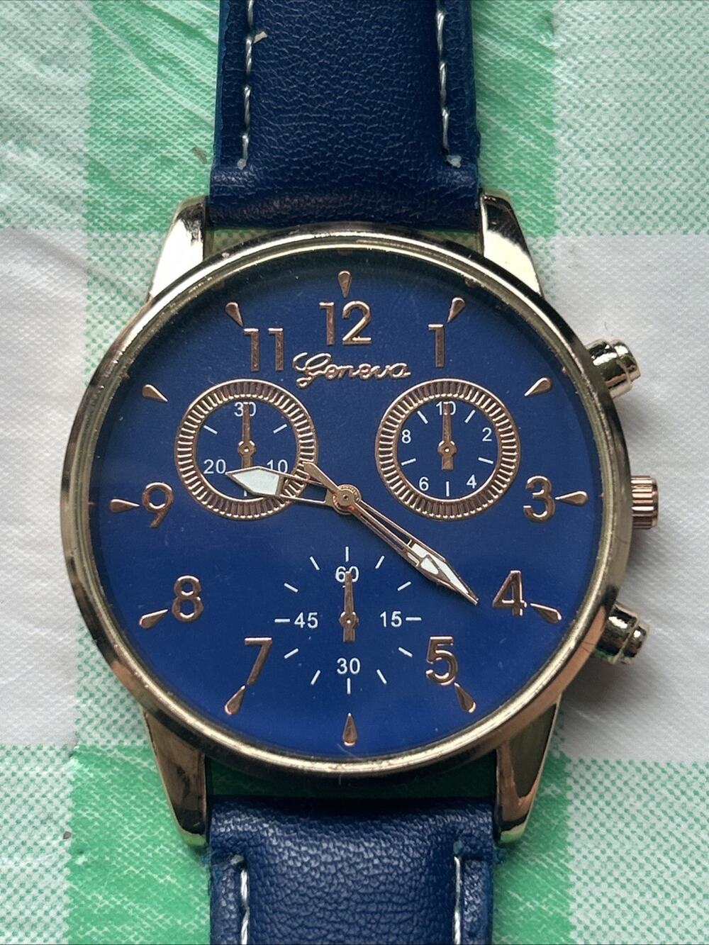 Geneva Rose Gold Tone Blue Dial And Band Women’s Quartz Watch